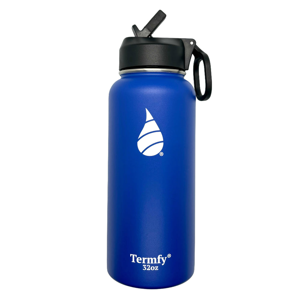 32oz Stainless Steel Vacuum Insulated Water Bottle Blue w/Straw Lid