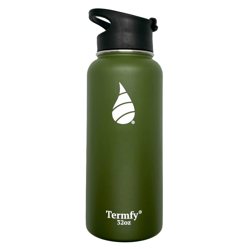 32oz Stainless Steel Vacuum Insulated Water Bottle Olive w/Flip Lid