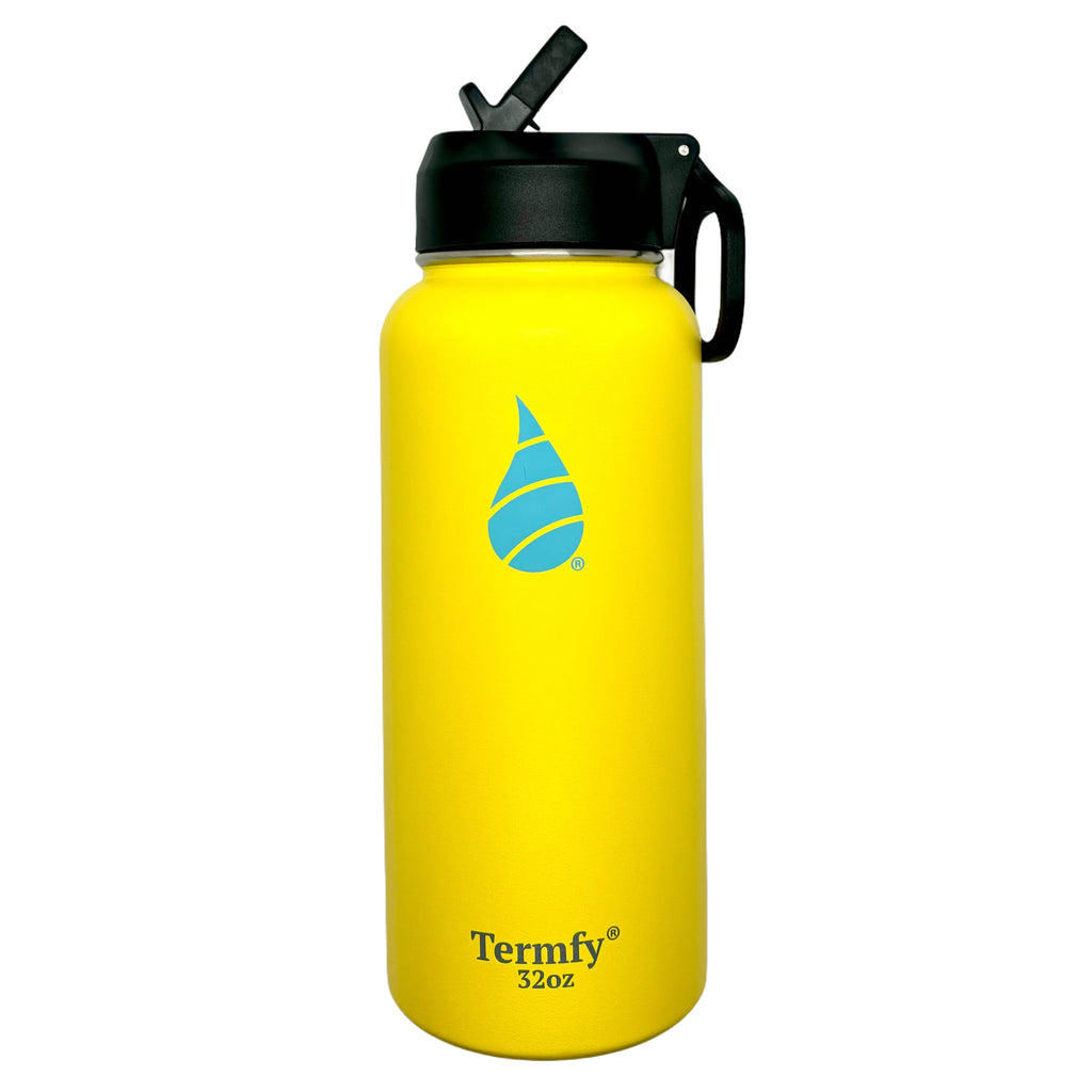 32oz Stainless Steel Vacuum Insulated Water Bottle Yellow w/Straw Lid