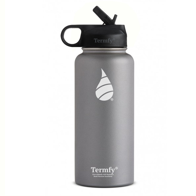 32 oz Stainless Steel Vacuum Insulated Water Bottle Graphite w/Straw Lid