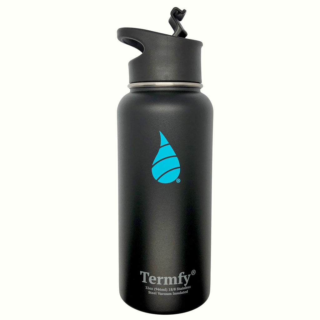 32 oz Stainless Steel Vacuum Insulated Water Bottle Black w/Flip Lid