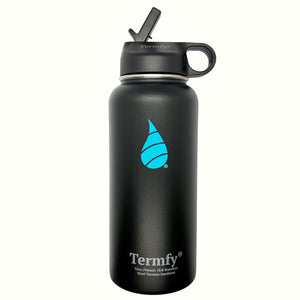 32 oz Stainless Steel Vacuum Insulated Water Bottle Black w/Straw Lid